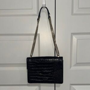 Ted Baker Black Croc Bag with Gold Chain